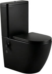 Erga Siena, kombinált WC-csésze 620x365x820 mm, perem nélküli + bidé funkció + WC-ülőke, matt fekete, ERG-V03-SIENA-RIM-BID-BK (ERG-V03-SIENA-RIM-BID-BK)