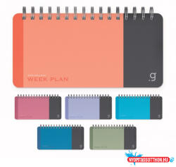  Spirál jegyzet GIPTA Week Plan 13x27cm PP borító fekvő 54 lapos tervező 6985 (BAR_153901410)