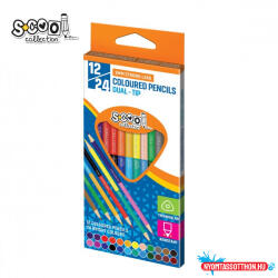  Színes ceruza 12/klt School Collection kétvégű háromszög színes test SC3235 (BAR_179140004)
