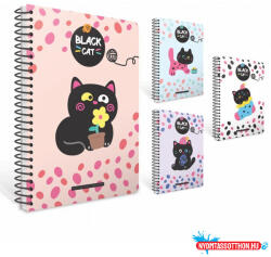  Spirálfüzet GIPTA Black Cat 19x26 cm karton borítással 80 lapos vonalas 8500 (BAR_150902650)