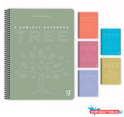  Spirálfüzet GIPTA Tree A/4 PP borítással 120 lapos színregiszteres kockás 6950 (BAR_153901380)