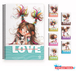  Spirálfüzet GIPTA Love Book 17x24 cm karton borítással 80 lapos vonalas 7754 (BAR_153901980)