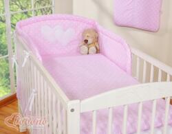 Bobono Ágyneműhuzat 2 részes szívecskés fehér pöttyös, rózsaszín (6cz/little prince/princess/5008-07-302)