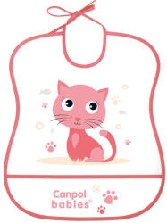 Canpol babies puha műanyag előke - rózsaszín cat (5907328)