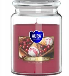 AURA Bispol Cherry Dream gyertya üvegben, fedővel, 500g, égési idő 100 óra (snd99-342)