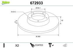 VALEO Disc frana VALEO COATED 672933 (672933)