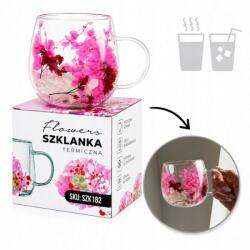 Ecarla Thermo pohár virágokkal a belsejében, gipsz hortenzia rózsaszín 300 ml 1db (SZK182)