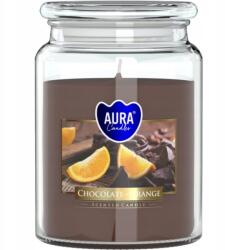 AURA Bispol Csokoládé Narancsos gyertya üvegben, fedővel, 500g, 100 órán át ég (snd99-340)