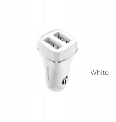 BOROFONE autós töltő 2x Usb, fehér (BFO-BZ2-W)