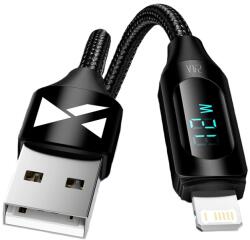 Wozinsky Cablu pentru incarcare si transfer de date Wozinsky WUALC2, USB/Lightning, LED, 2.4A, 2m, Negru (5907769308468)