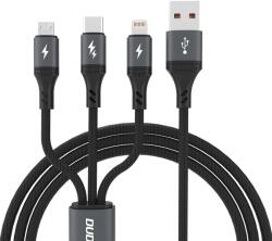 Dudao Cablu pentru incarcare si transfer de date Dudao L3E 3 in 1, USB la USB-C/Lightning/Micro-USB, 60W, 1.2m, Negru (6976625333486)