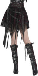 Devil Fashion fustă mini damă DEVIL FASHION - Punk Skull - negru/vișiniu - SKT25802