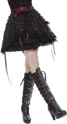 Devil Fashion fustă de damă cu volane DEVIL FASHION - Nights Shimmer - negru/vișiniu - SKT25901