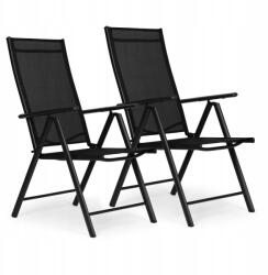 ModernHOME 2 db-os összecsukható acél kerti szék szett állítható háttámlával fekete Mu (WR1652 BLACK)