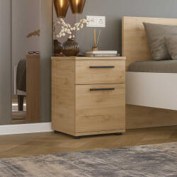 Adore Noptiera Adore White, 2 sertare, Usa reversibila, Alb - Stejar, 40x57x41 cm (KMD-611-FF-1)