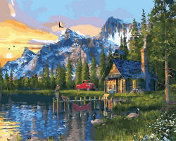 Oh Art! Set pictura pe numere, cu sasiu, Casuta pescarului, 40x50 cm (ANG175)