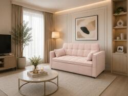 Canapea extensibila 2 locuri 140x77x90 cm Tapitata Stofa Roz Model One (cod: 25085) (C5132) Canapea