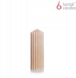 Bartek Candles oszlopgyertya rovátkolttal, 580g, 7x20cm, csillámos bézs