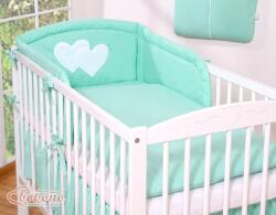 Bobono Ágyneműhuzat 3 részes 135x100 Lógó menta szívecskék Bobono (5902366033768)