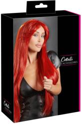 Cottelli ACCESSOIRES Perucă Lungă Straight Roșie cu Breton și Mărime Ajustabilă