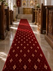 LOTOS Traversa Bisericeasca Lotos 15033-210 W, Latime 2m, Marime 200 x 500 cm, Grena, Inaltime Fir 8 mm, Festonata Surfilata Tivita, Antialergica, Polipropilena, Manastire, Biserica, Altar, Naos, Prona Covor