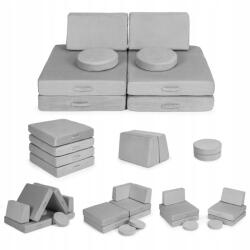 Ecotoys Moduláris nagy összecsukható kanapé gyerekeknek Diy 8 puha párna szürke Ecotoy (TMSRT-14 GRAY)