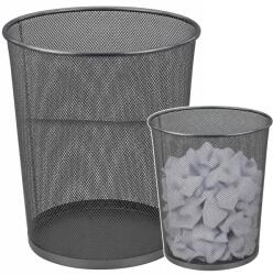 LEAN Coș de gunoi de birou din metal, tip plasă, rotund, argintiu 19 l Cos de gunoi