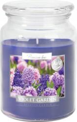 AURA Bispol Violet kerti gyertya üvegben, fedővel, 500g, égési idő 100 óra (snd99-343)