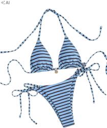 Shein Kétrészes Női Bikini Csíkos S
