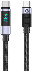 ORICO USB-C - USB-C Kábel LED Kijelzővel - 3m 5A 100W - Fekete-Szürke (LDC2C-30-BK-BP)