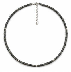  Colier Larvikit ( Piatra Lunii Norvegiana ) Disc Fatetat 4x3 mm cu Argint 925 sau Inox 316L 1 Buc