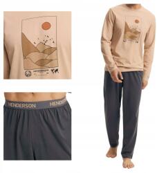 Henderson férfi hosszú ujjú pamut pizsama Luro 43474 bézs 2XL (43474-12X)