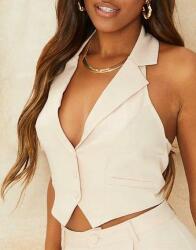 Prettylittlething Krémszínű Klasszikus Mellény Nyitott Hát Gallér Prettylittlething 40