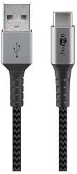  Cablu USB 2.0 A tata - USB-C, 2m, gri/argintiu, Goobay (61450)