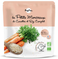 Popote Mancare BIO(bucatele mici) cu 48% morcovi si orez brun, +8/10 luni Popote (11576)