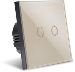 Techstar Intrerupator Touch Techstar®, Sticla Securizata, Design Modern, Iluminare LED, 2 Faze, Gold (SKU1623)