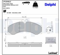 DELPHI Set Placute Frana Fata/Spate Mercedes G (w463) Sprinter 2-t (b901 B902) Sprinter 3 5-t (b909) Sprinter 3-t (b903 (LP1046LC)