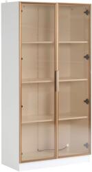 PD1 Set de 2 Vitrine cu Iluminare LED în 16 Culori, Uși Batante și Rafturi Reglabile, 80x40x160 cm (fiecare), Dulap Înalt pentru Living, Alb (F-PD1-322803344AAW) Vitrina