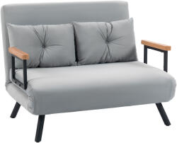 HOMCOM Canapea Extensibilă Cu Aspect Catifelat și Spătar Reglabil, Gri Deschis | Aosom Romania (839-835V02LG) Canapea