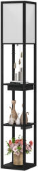 HomCom Állólámpa 3-szintes polccal, lábkapcsolóval, USB portokkal, MDF, fekete (B31-526V90BK)