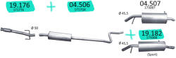 Edex Kipufogó szett - Citroen C3 Picasso, Peugeot 207, 208, 2008 1.4-1.6 VTi, HDi sport (2006-2019) (SET-ED-19176-04506-19182)