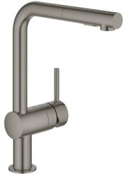GROHE Minta Egykaros Mosogatócsaptelep Brushed Hard Graphit, Kihúzható, Változtatható Szórásfej, Magas (gr-30274al0)