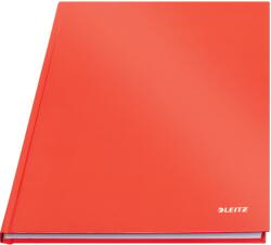 Leitz Solid A4 Keményfedelű Vonalas Notesz 160 Oldal 80 Lap FSC 80g/m2 Papír Karcos Hardcover Iroda Iskola Napló Világospiros