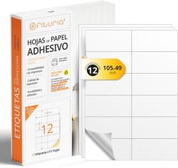 OFITURIA Fehér Öntapadós A4 Címkék Nyomtatáshoz - 12 Címke/Lap, 10 Lap, Egyedi Feliratozáshoz