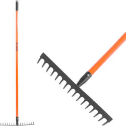 Strend Pro Greblă de grădină, Strend Pro, negru/verde, cu 16 dinți, cap din oțel, coadă din fibră de sticlă, lățime de lucru 40 cm, coadă 150 cm Grebla