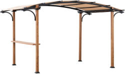  Pergolă, Skuta, maro deschis, 259 × 406 cm, înălțime: 220 cm, structură din oțel, acoperiș textil, cu raft integrat, rezistentă la intemperii