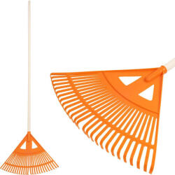 Strend Pro Mătură pentru frunze, greblă, Strend Pro Garden R130, portocaliu, 27 dinți, cap din plastic, coadă din lemn, lățime de lucru 58 cm, coadă de 160 cm Grebla