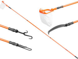 Strend Pro Garden Culegător de fructe, Strend Pro Garden GT7031, portocaliu, coadă telescopică, 150-360 cm, coadă metalică, cu sac și filtru, ferăstrău atașabil
