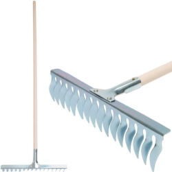 Strend Pro Greblă de grădină, Strend Pro Garden R108A. WH, argintiu, 16 dinți, cap din oțel, coadă din lemn, lățime de lucru 44 cm, coadă 150 cm, aerator pentru gazon Grebla