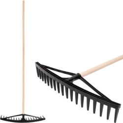 Strend Pro Greblă de grădină, Strend Pro Garden, negru, cu 18 dinți, cap din plastic, coadă din lemn, lățime de lucru 60, 5 cm, coadă 165, 5 cm, greblă pentru fân Grebla